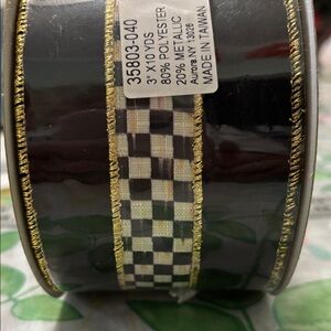 Mackenzie Childs NET Black and Gold Checkered Ribbon